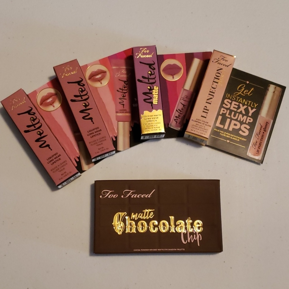 Too Faced eye shadow and lipsticks